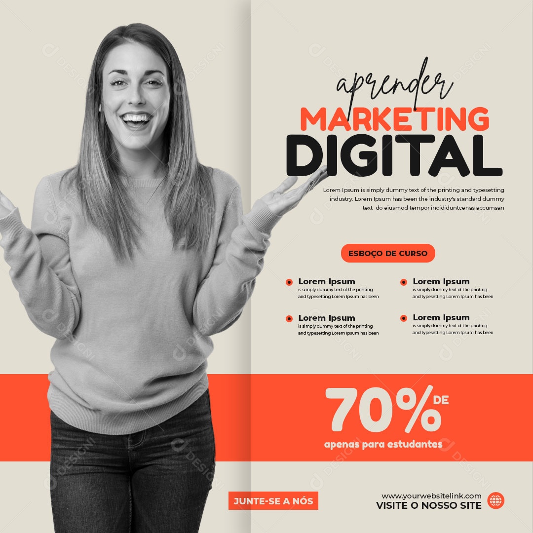 Aprender Marketing Digital Social Media PSD Editável