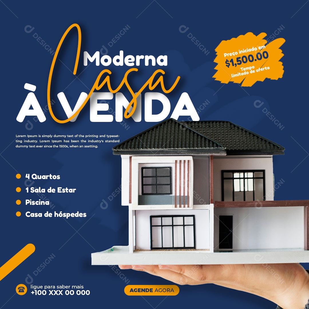 Casa Moderna à venda Imobiliária Social Media PSD Editável