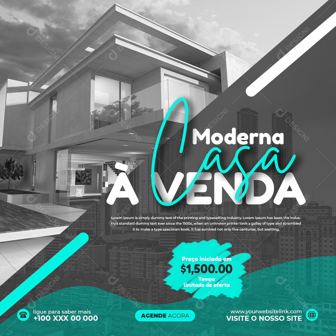 Casa Moderna à venda Imobiliária Social Media PSD Editável