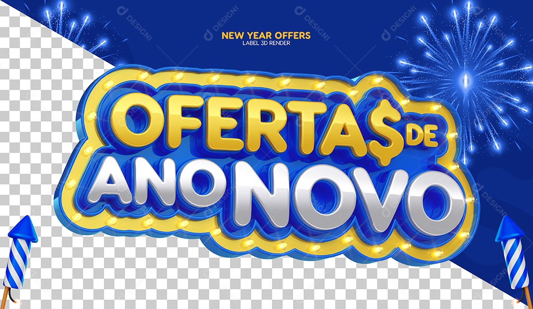 Selo 3D Para Composição Ofertas de Ano Novo PSD
