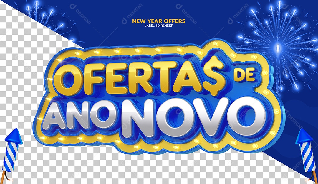 Selo 3D Para Composição Ofertas de Ano Novo PSD