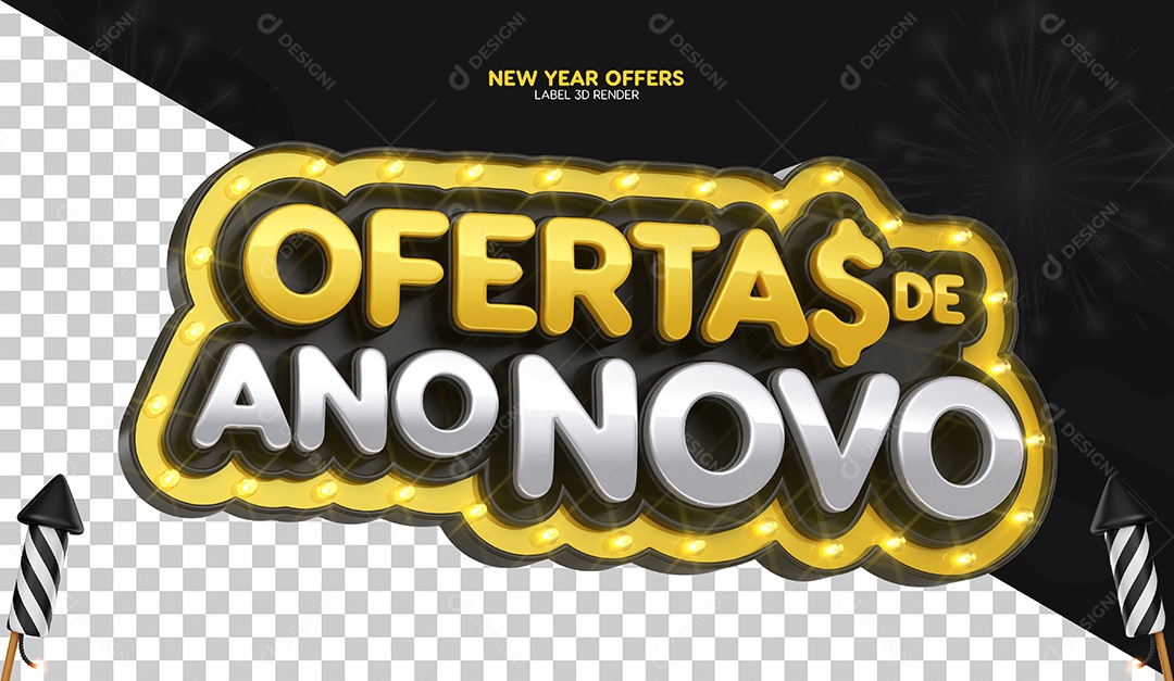 Selo 3D Para Composição Ofertas de Ano Novo PSD