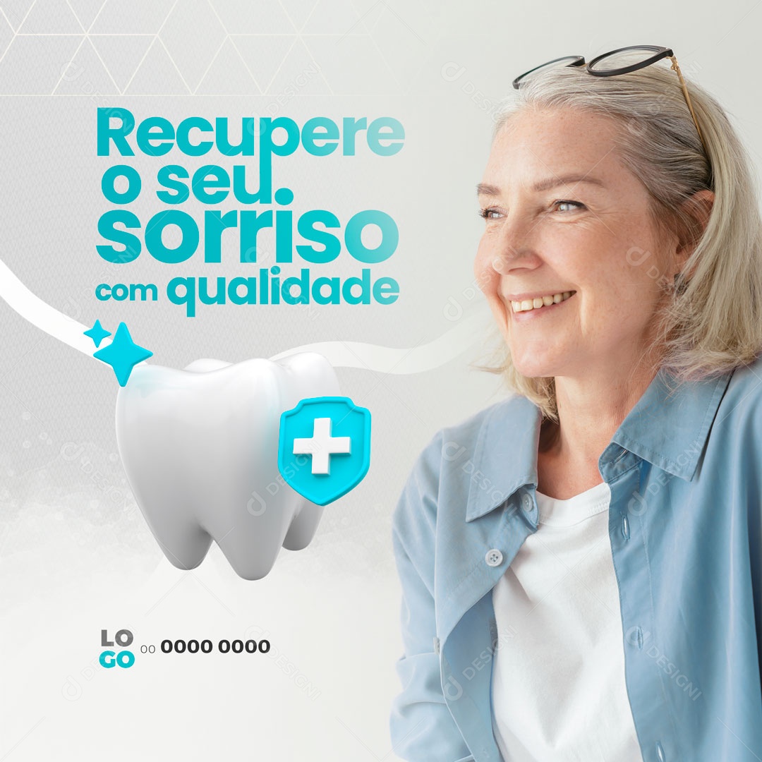 Recupere o Seu Sorriso com Qualidade! Consultório Odontológicos Dentista Social Media PSD Editável