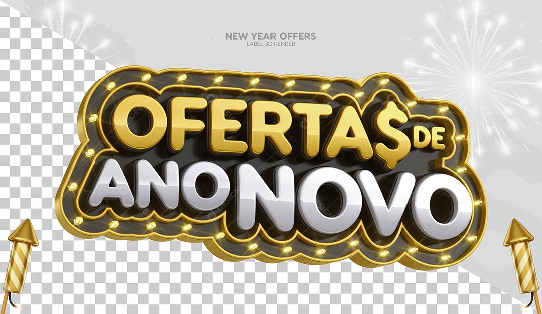 Selo 3D Para Composição Ofertas de Ano Novo PSD