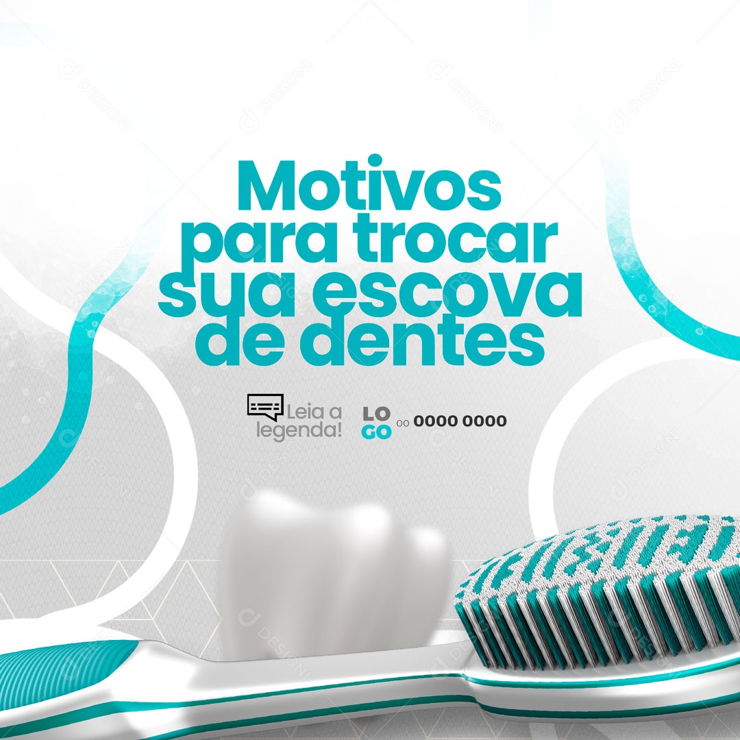 Motivos Para Trocar Sua Escova de Dentes Dentista Social Media PSD Editável