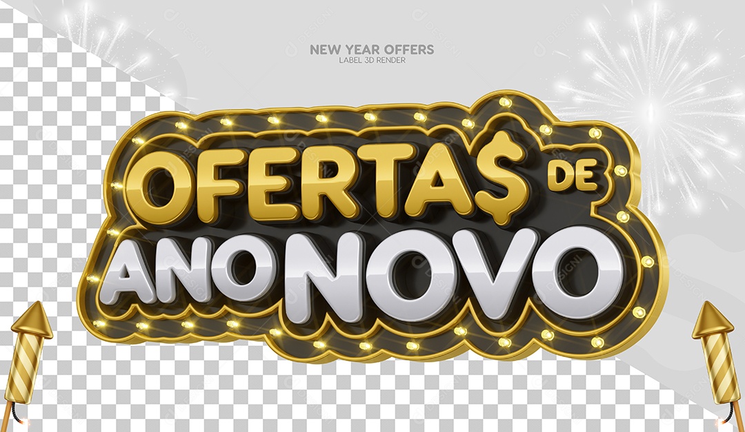 Selo 3D Para Composição Ofertas de Ano Novo PSD