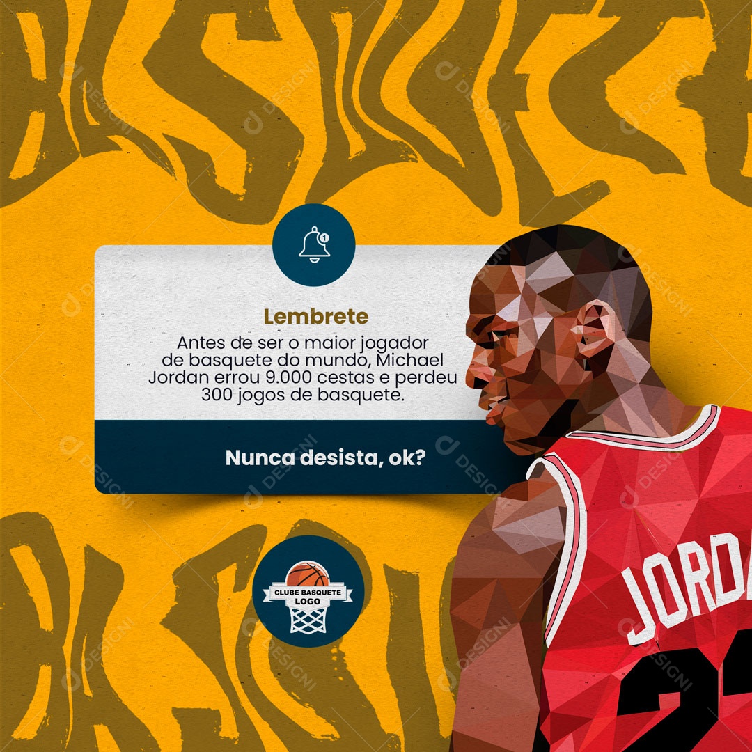 Lembrete Escola de Basquete Social Media PSD Editável