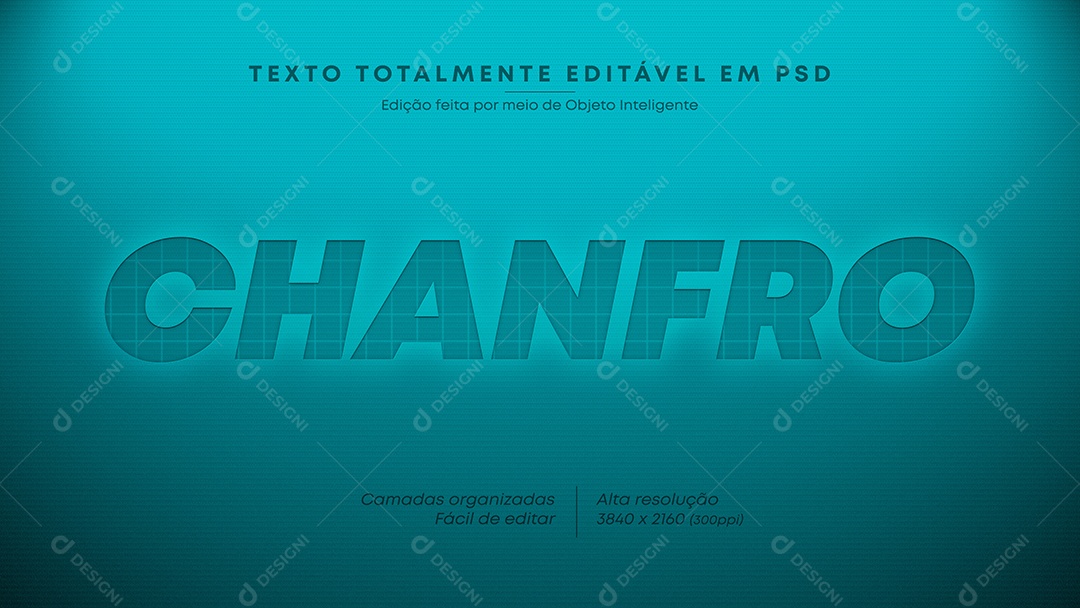 Efeito de Texto Chanfro PSD Editável