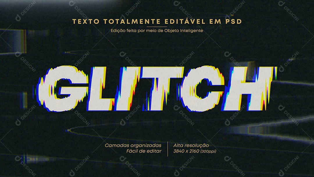 Efeito de Texto Glitch PSD Editável