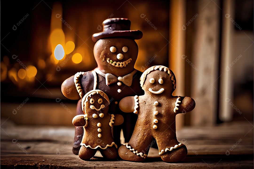 Adorável decoração de Natal de homens de gengibre da família