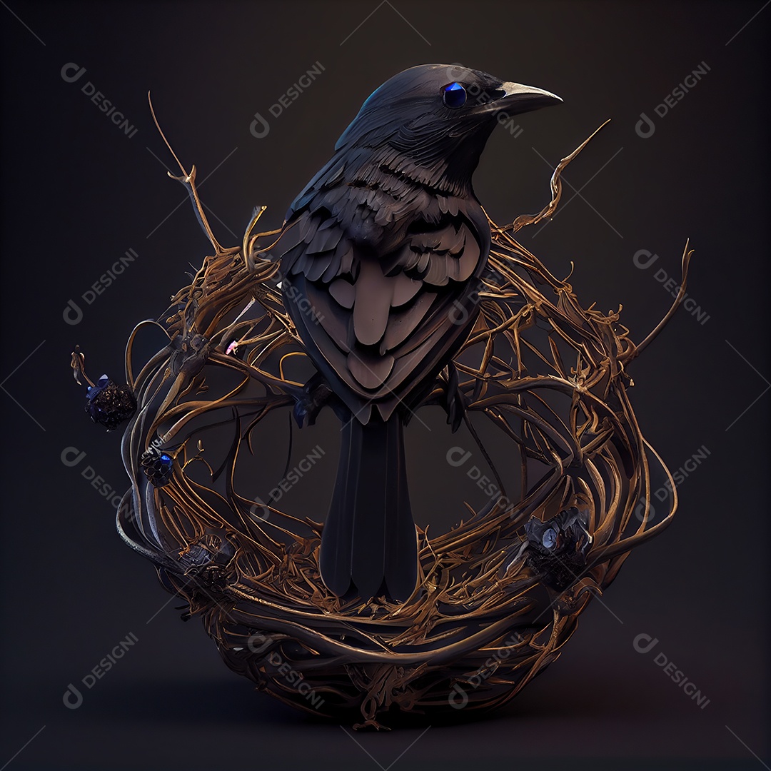 Raven, crânio de pedras preciosas cercado por um coração