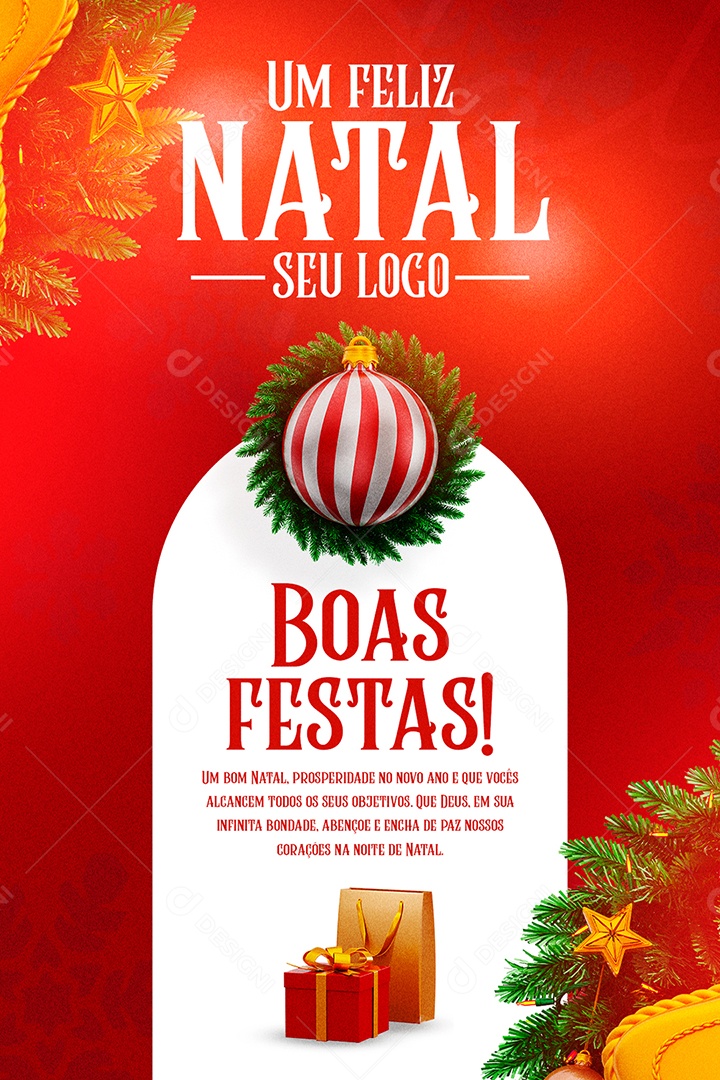 Um Feliz Natal Cartão Natalino Social Media PSD Editável