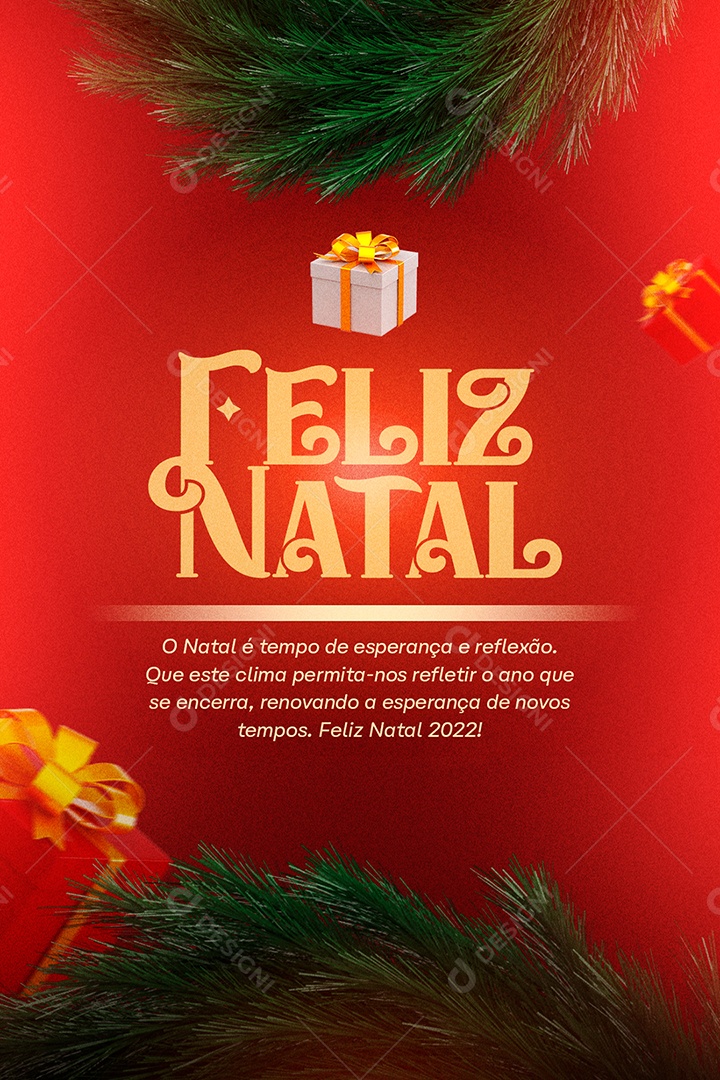 É Tempo de Esperança Cartão Natalino Feliz Natal Social Media PSD Editável