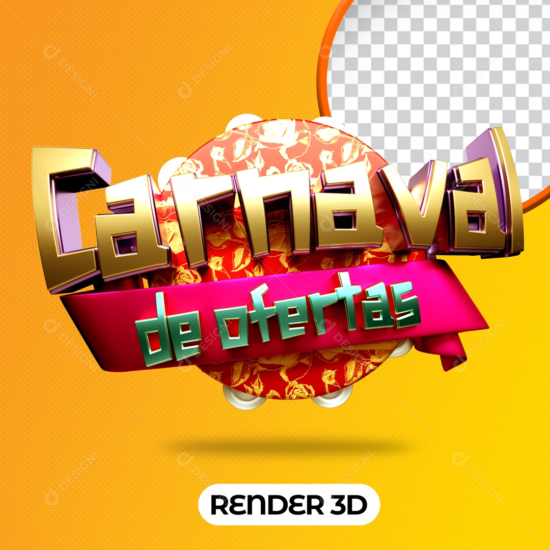 Selo 3D Para Composição Carnaval de Ofertas PSD