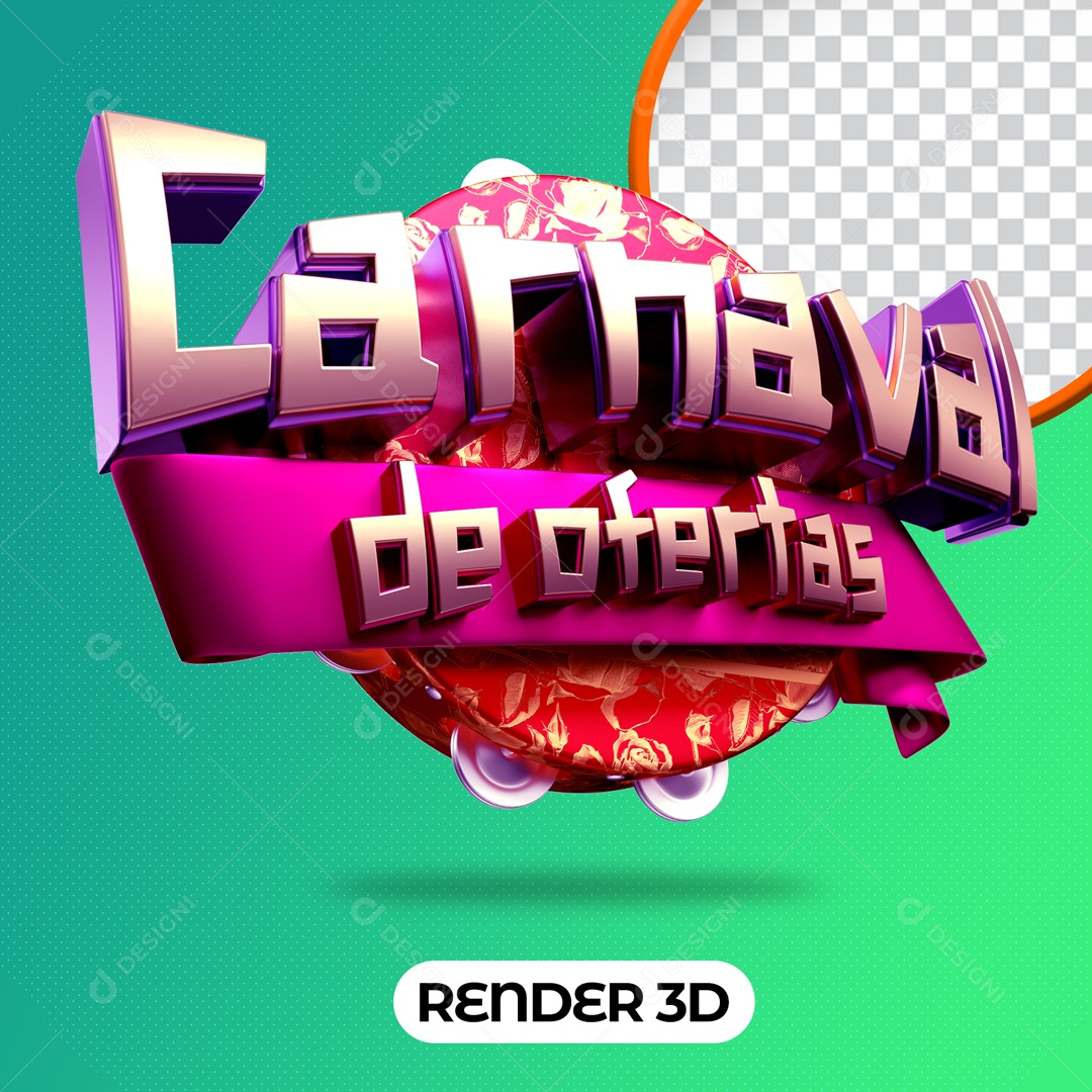 Selo 3D Para Composição Carnaval de Ofertas PSD