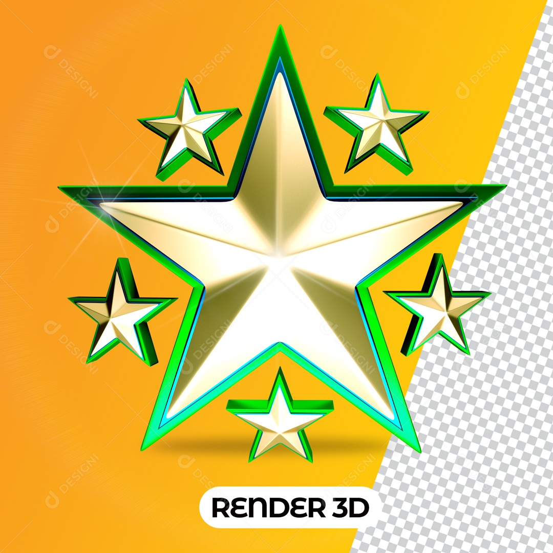 Elemento 3D Para Composição Estrela PSD