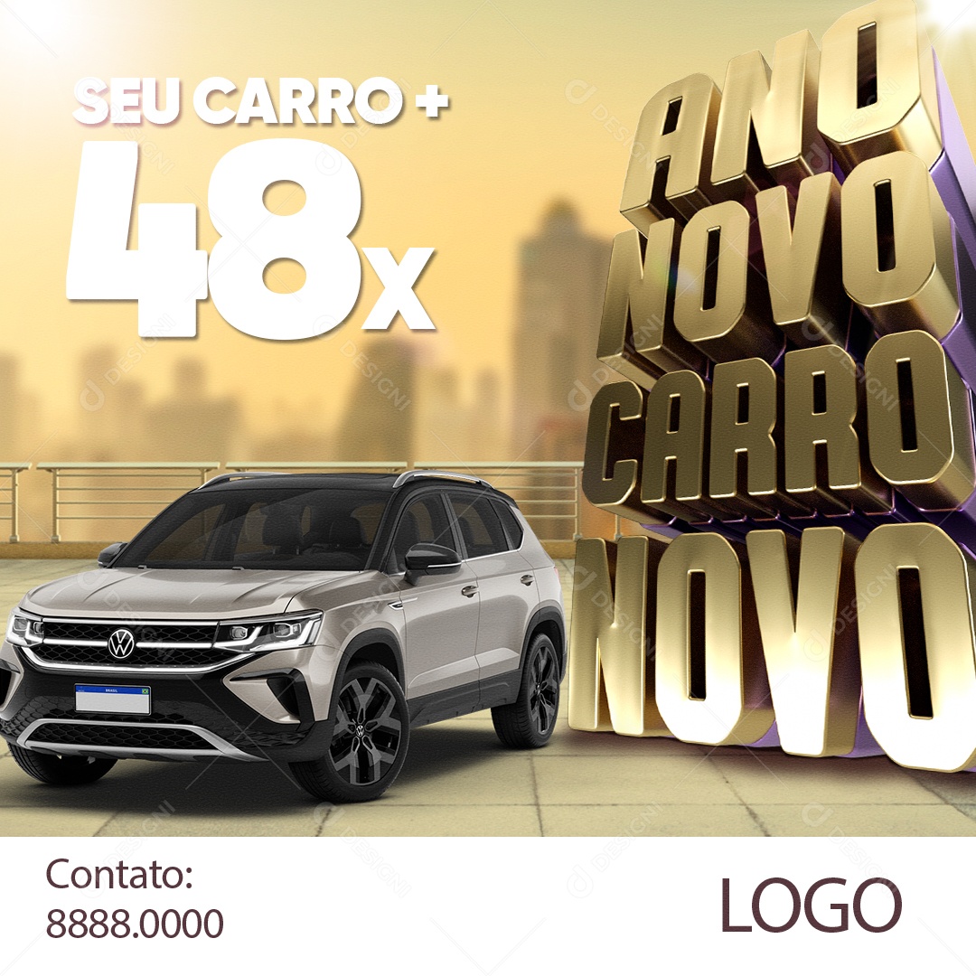 Ano Novo Carro Novo Social Media PSD Editável