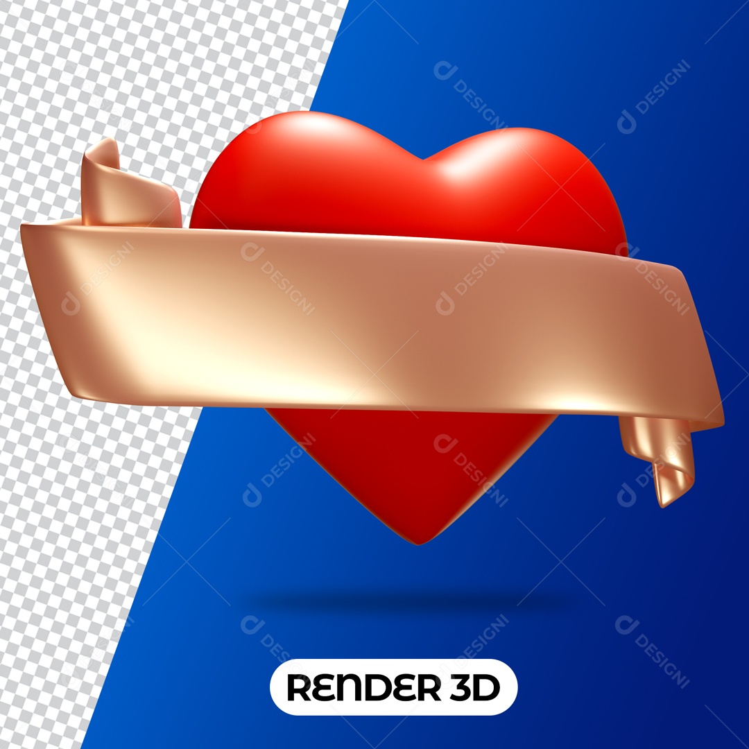 Coração Elemento 3D para Composição PSD