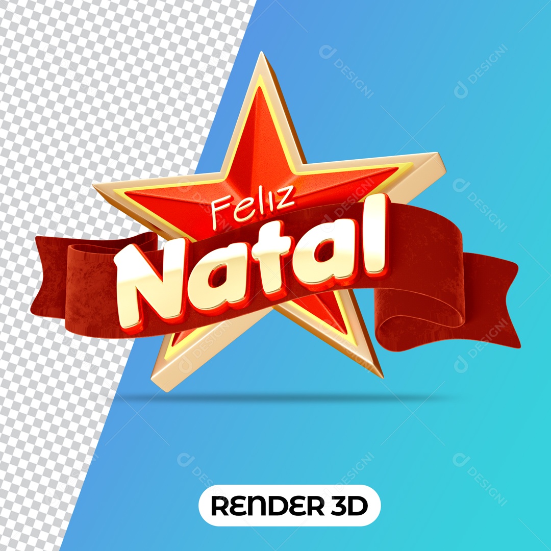 Selo 3D Para Composição Feliz Natal PSD