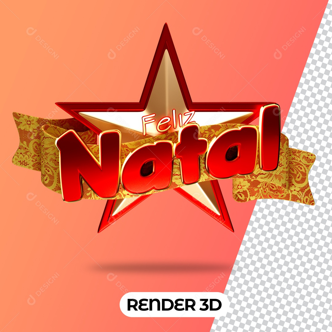 Selo 3D Para Composição Feliz Natal PSD