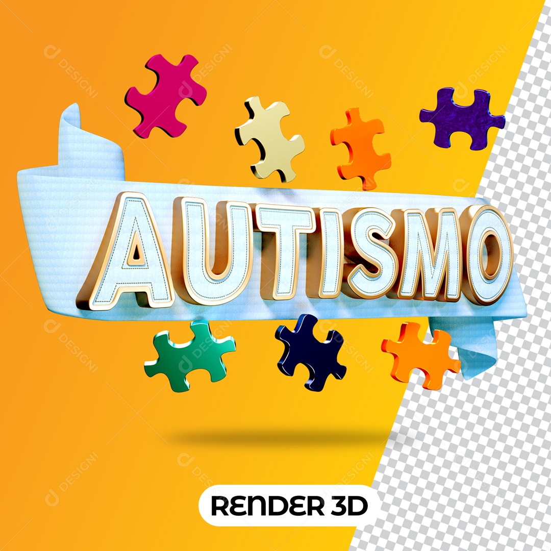 Selo 3D Para Composição Autismo PSD
