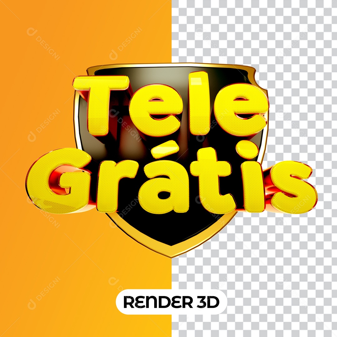 Selo 3D Para Composição Tele Grátis PSD