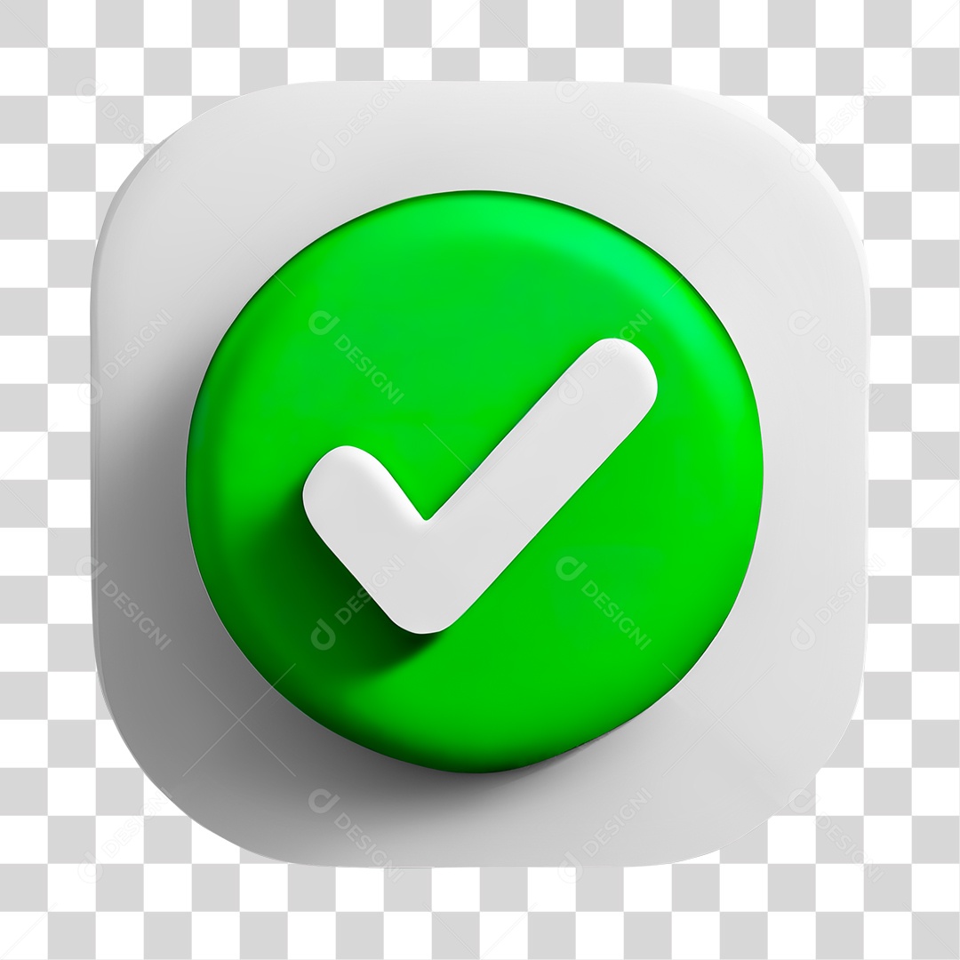 Ícone Check Certo 3D  Sem Fundo PNG