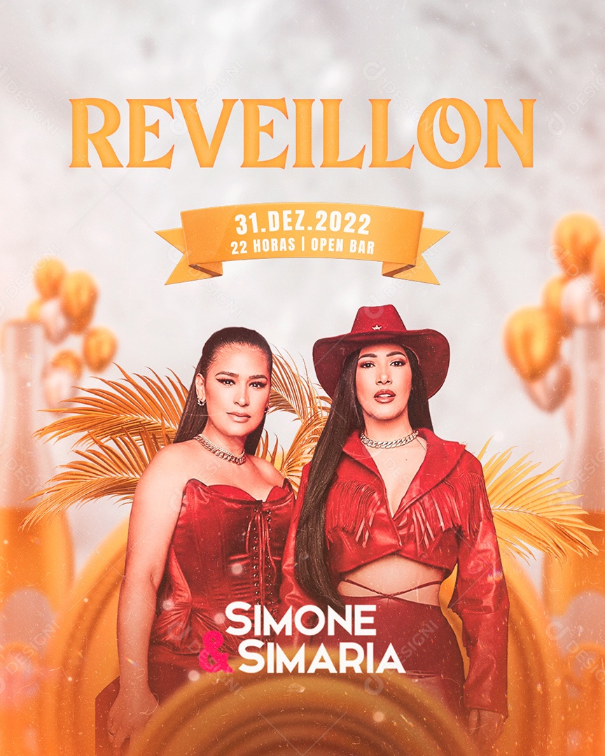 Flyer Show Reveillon Simone e Simaria Social Media PSD Editável