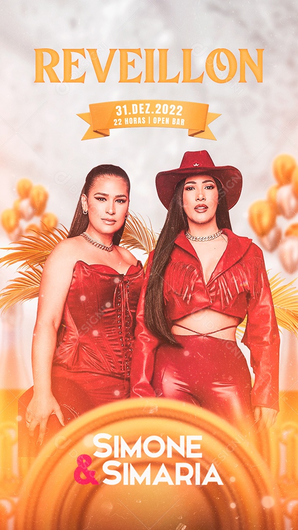 Flyer Show Réveillon Simone e Simaria Story Social Media PSD Editável