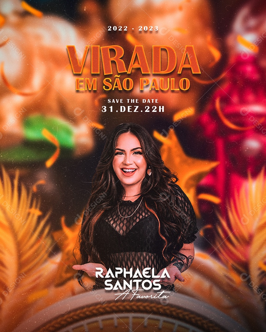 Flyer Show Virada Em São Paulo Raphaela Santos Social Media PSD Editável