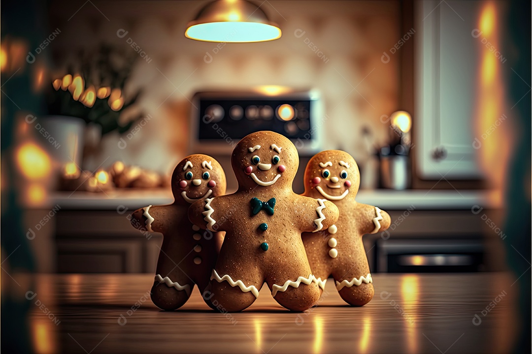 Ilustração sobre pão de gengibre de natal.