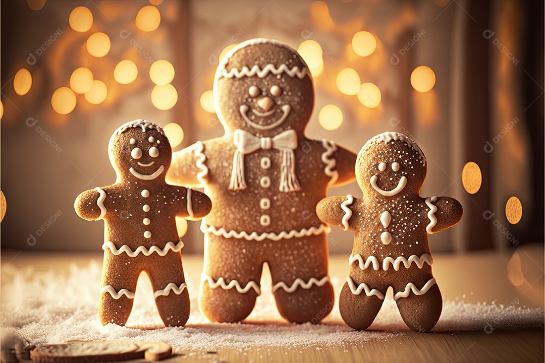 Ilustração sobre pão de gengibre de natal.