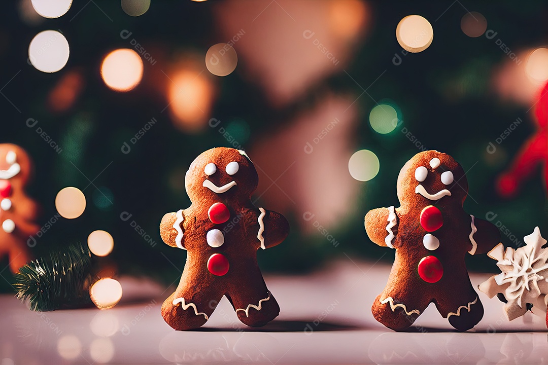 Ilustração sobre pão de gengibre de natal.