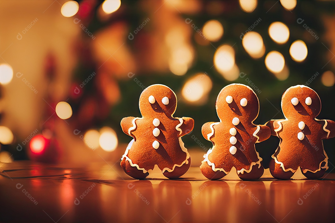 Ilustração sobre pão de gengibre de natal.