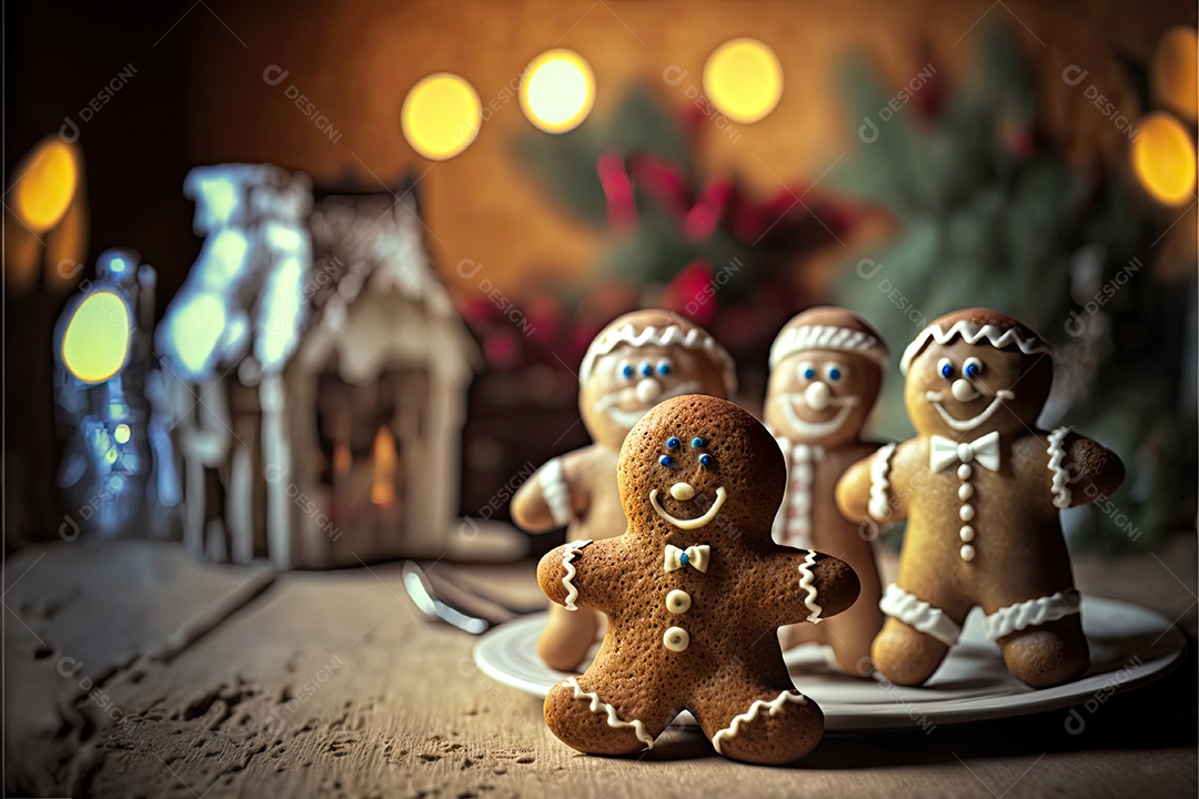 Ilustração sobre pão de gengibre de natal.