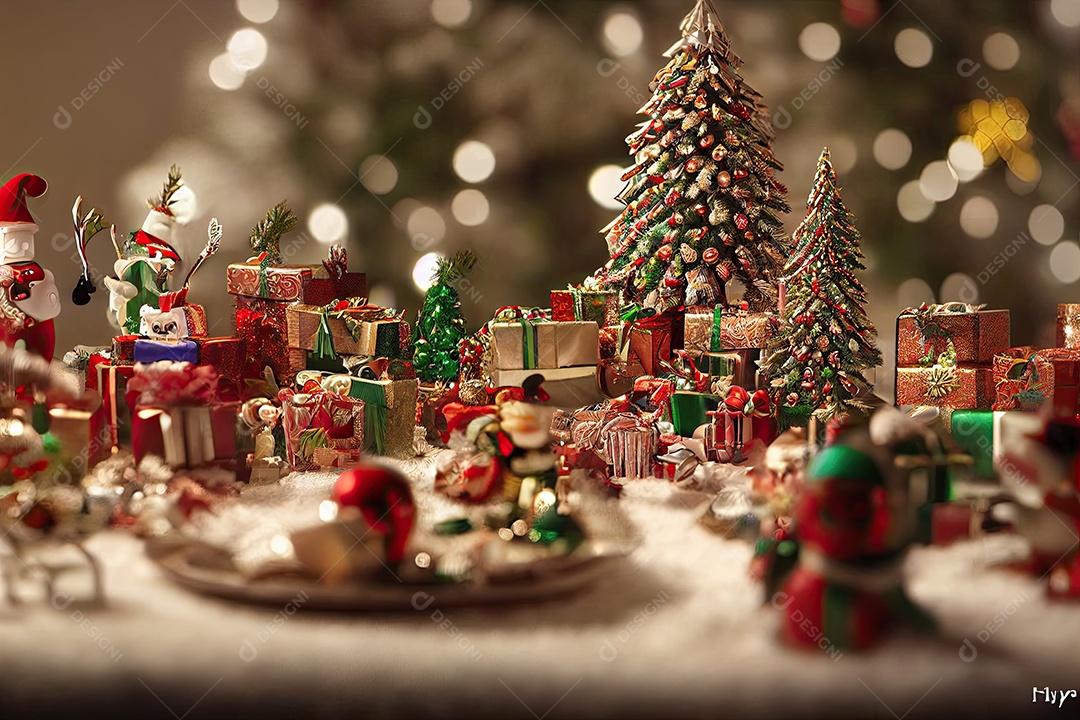 Ilustração 3D sobre presentes de natal.