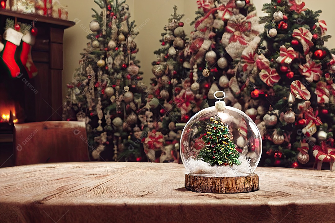 Ilustração sobre bola de neve de natal.