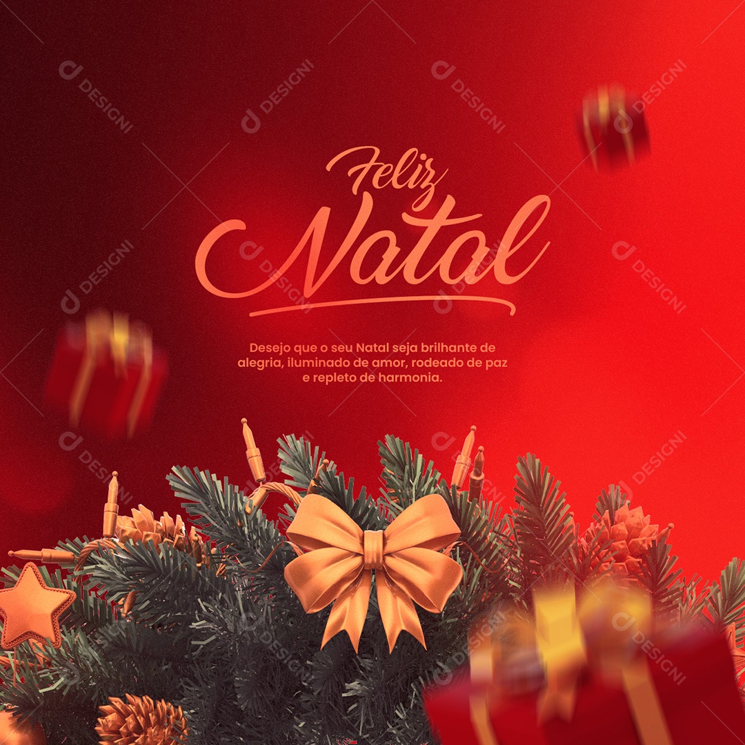 Que o seu Natal seja Brilhante de Alegria Feliz Natal Social Media PSD Editável