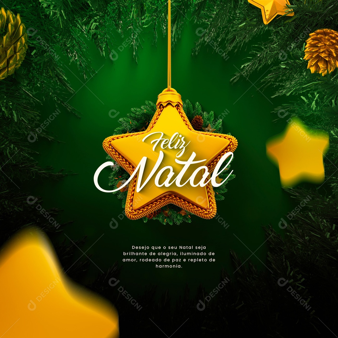 Que o seu Natal seja Brilhante de Alegria Feliz Natal Social Media PSD Editável