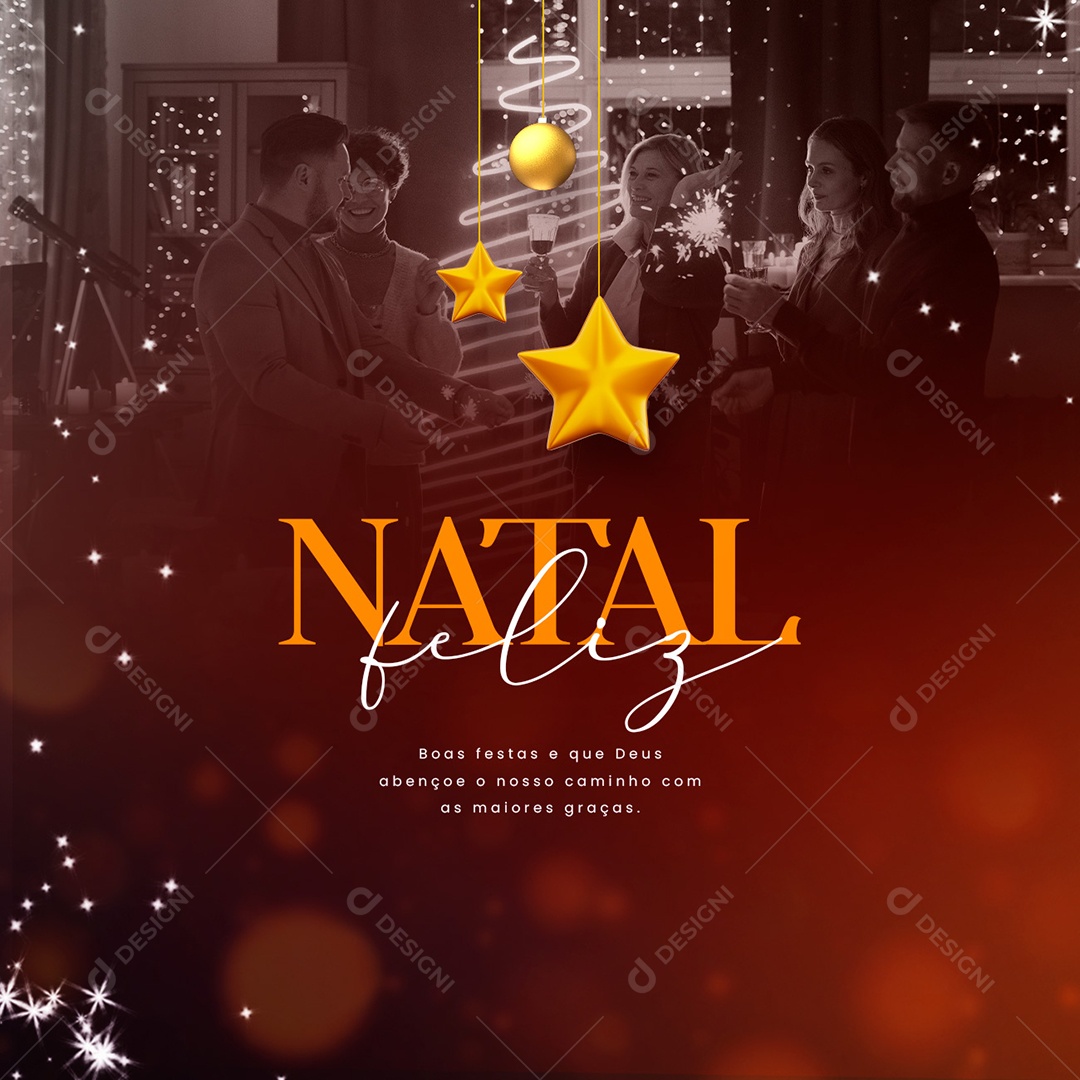 Boas Festa que Deus Abençoe o Nosso Caminho Feliz Natal Social Media PSD Editável