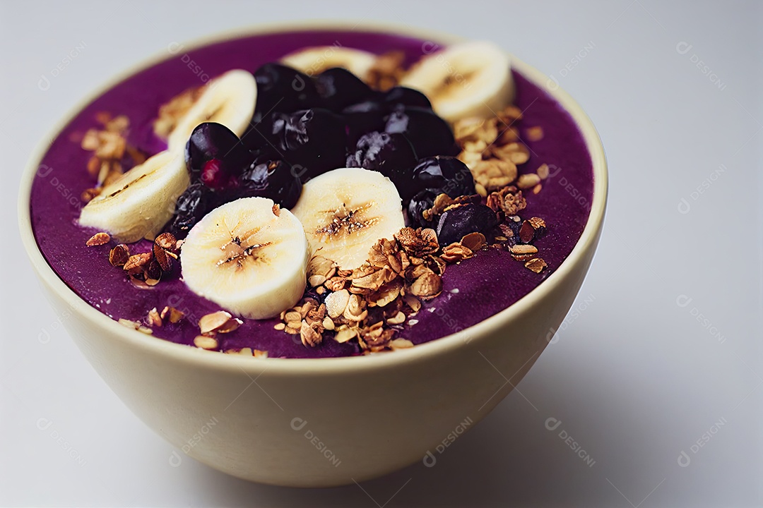 Ilustração 3D de uma tigela de açaí