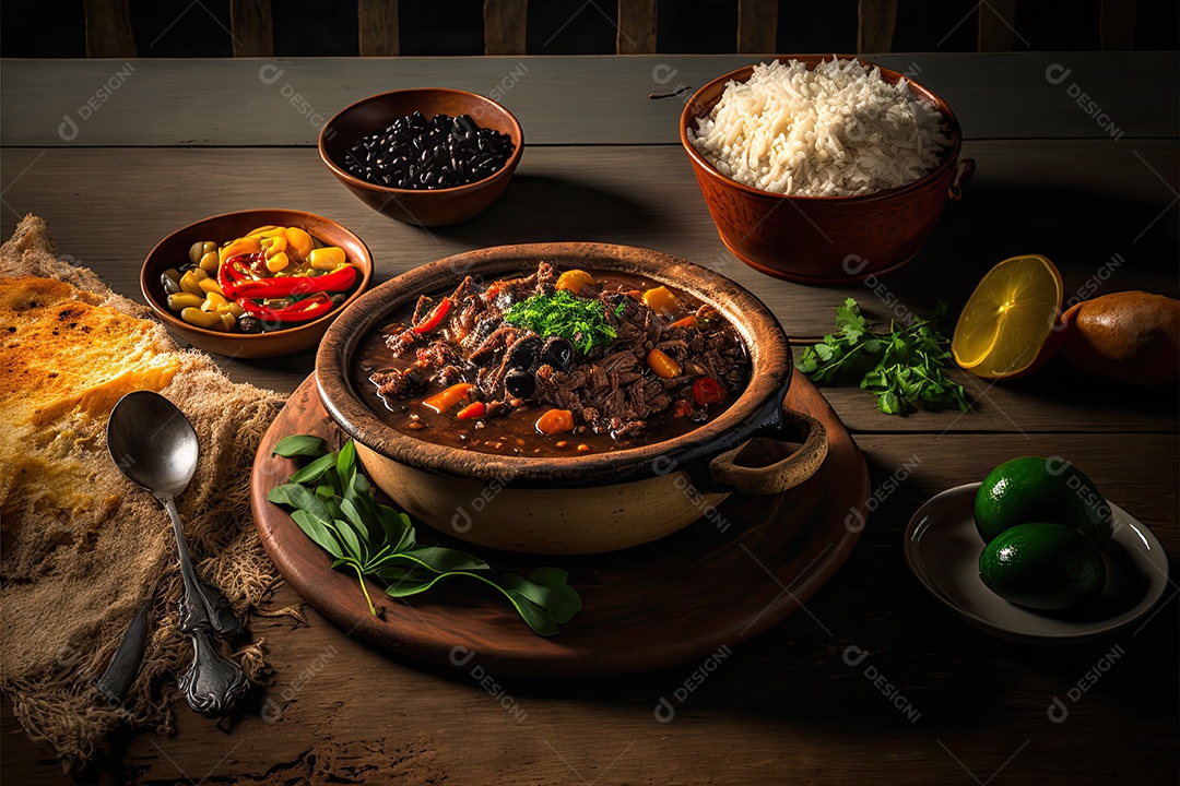 Ilustração da feijoada brasileira