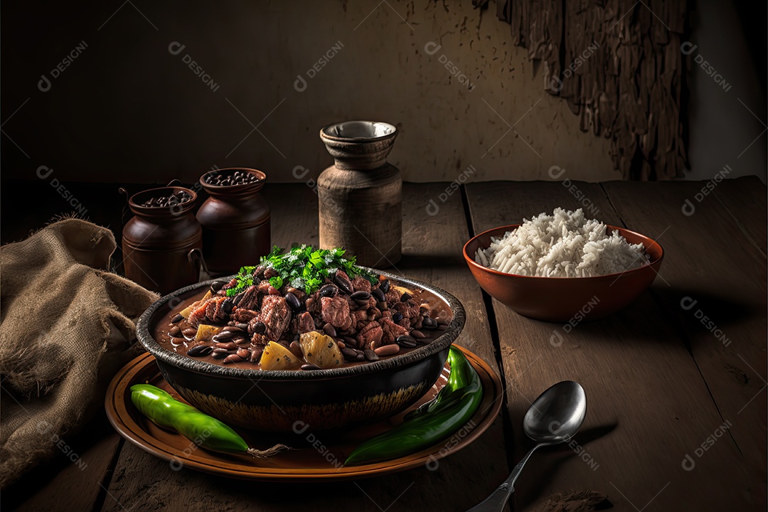 Ilustração da feijoada brasileira