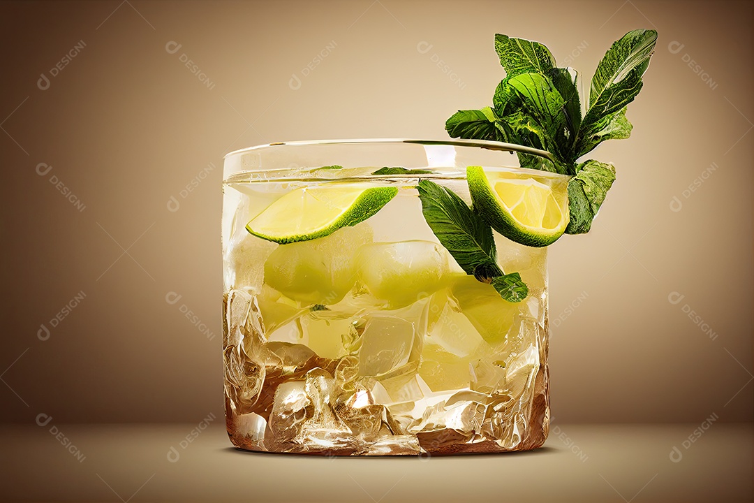 Ilustração 3D sobre caipirinha brasileira.