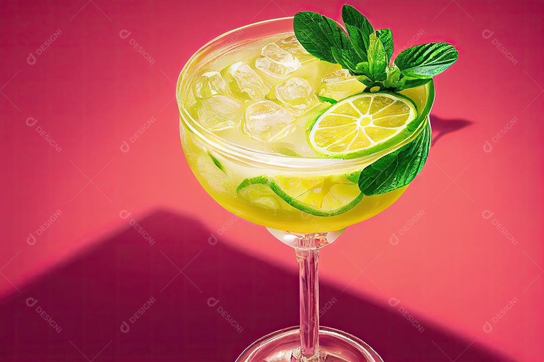 3D illustration of Brazilian caipirinha.