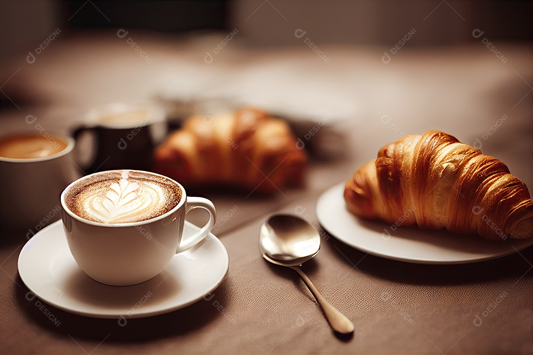 Ilustração 3D sobre a xícara de cappuccino