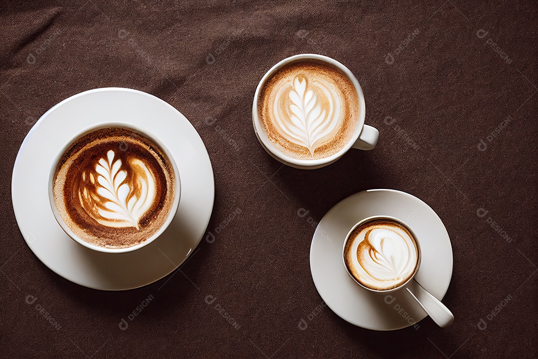 Ilustração 3D sobre a xícara de cappuccino