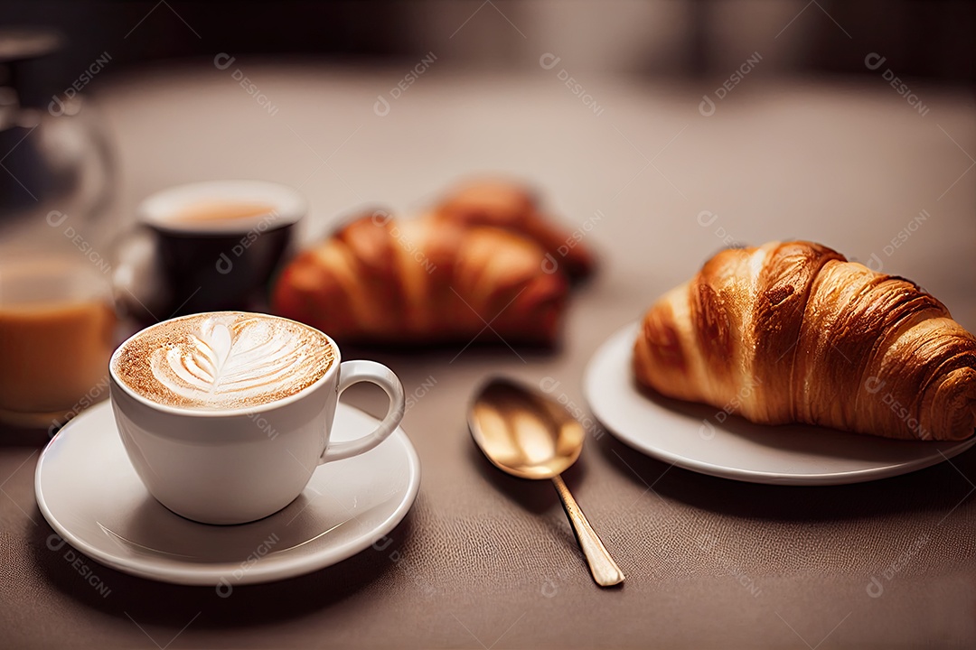 Ilustração 3D sobre a xícara de cappuccino