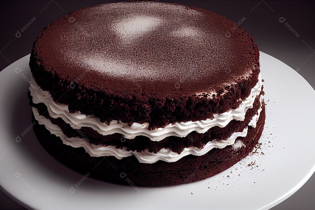 ilustração 3d de um bolo de chocolate.