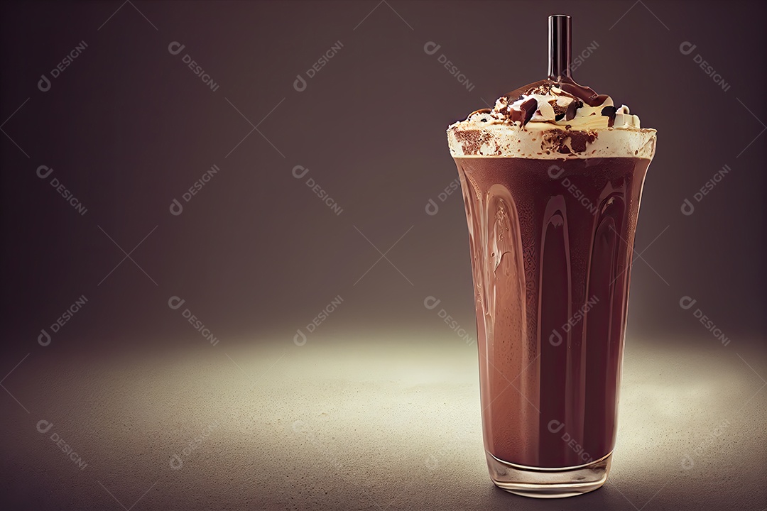 Ilustração 3D sobre milk-shake de chocolate.